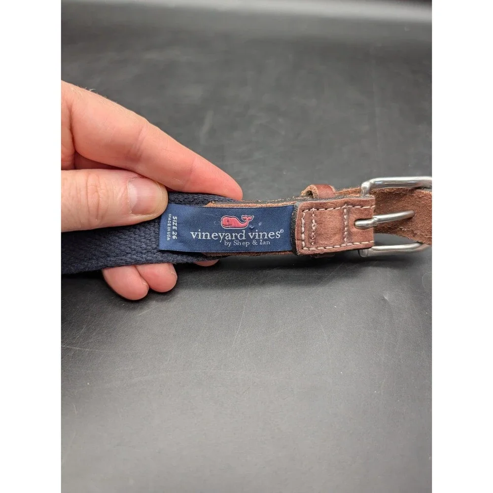 Vineyard Vines Belt Size 26 Irish Flag Shamrock Ireland Solid Brass Leather RARE